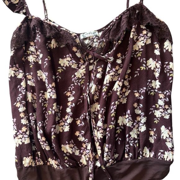 Intimately Free People Bodysuit Chocolate Merlot Floral Never Worn Size Medium - Picture 7 of 10